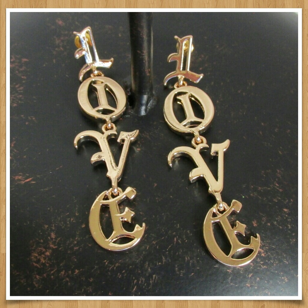 LOVE Earrings Long Dangle New